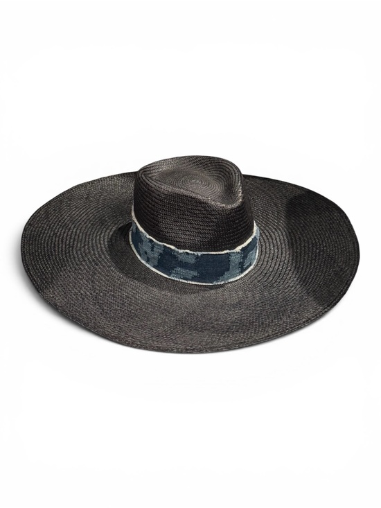 rag & bone Accessories - rag & bone Wide Brim Straw Hat Black Oversized Boater Fedora Western Luxe